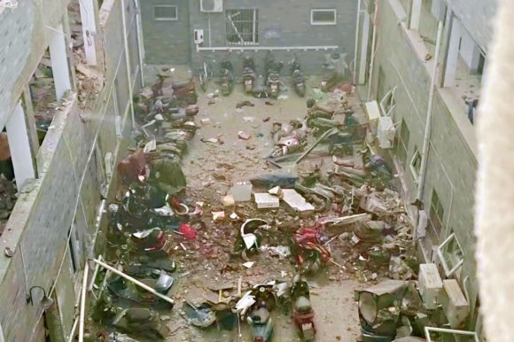 煤气爆燃现场。当地居民提供